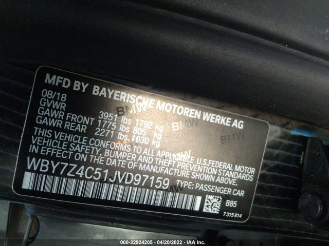 2018 BMW i3, VIN: WBY7Z4C51JVD97159