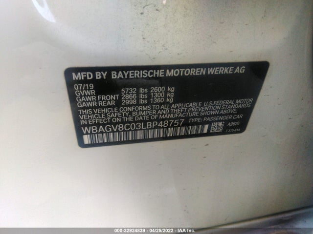 2020 BMW 8 Series Gran Coupe, VIN: WBAGV8C03LBP48757