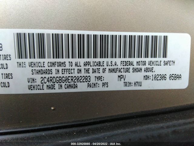 2C4RDGBG0ER202283 Dodge Grand Caravan Avp/se
