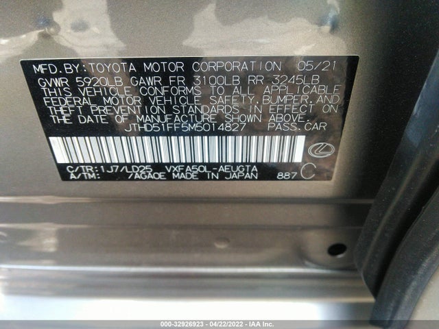 2021 Lexus LS, VIN: JTHD51FF5M5014827