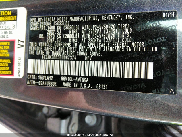 2014 Toyota Venza, VIN: 4T3ZK3BB5EU067374