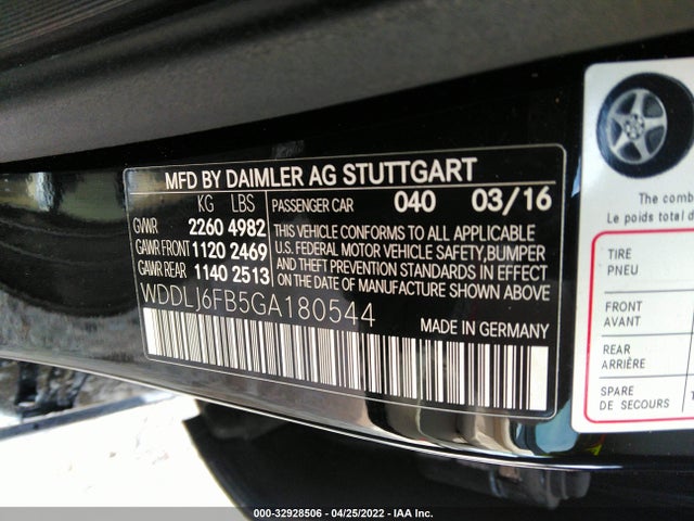 2016 Mercedes-Benz CLS-Class, VIN: WDDLJ6FB5GA180544
