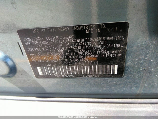 JF2SHBAC9CH411474 Subaru Forester 2.5x