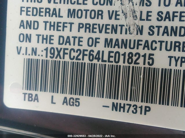 Honda Civic Sedan Lx 2020 19XFC2F64LE018215 Image 9