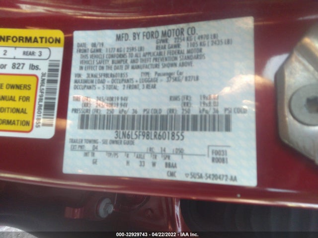 2020 Lincoln MKZ, VIN: 3LN6L5F98LR601855