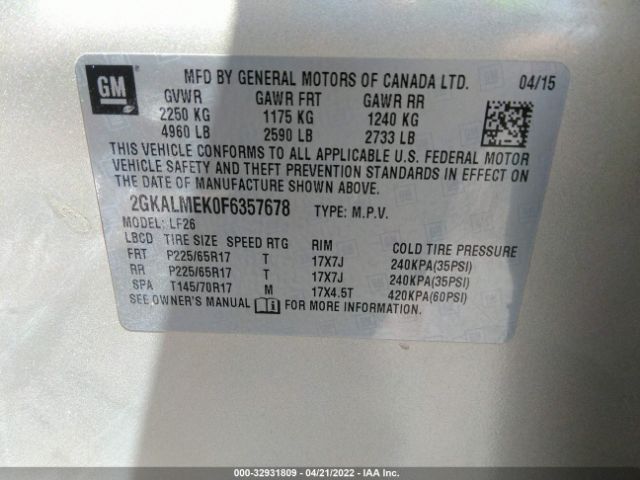 2GKALMEK0F6357678 GMC Terrain Sle