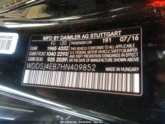2017 Mercedes-Benz CLA-Class, VIN: WDDSJ4EB7HN409852