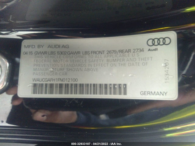 2015 Audi S5, VIN: WAUCGAFH1FN012100