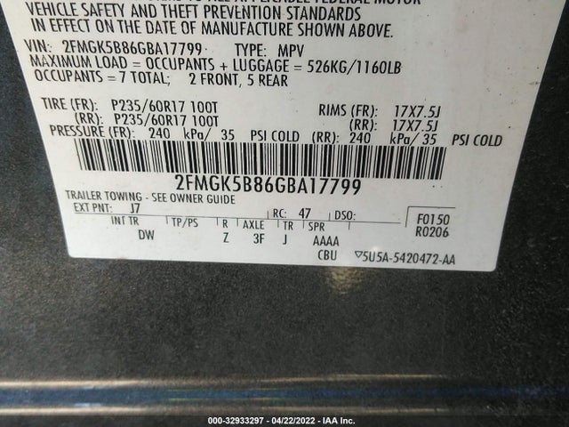 2016 Ford Flex, VIN: 2FMGK5B86GBA17799