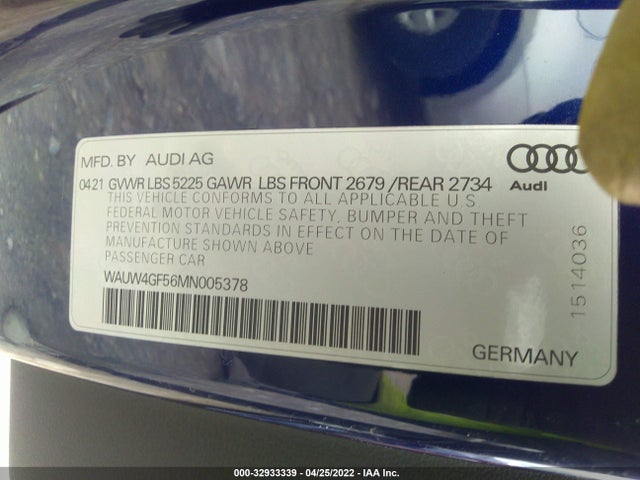 2021 Audi S5, VIN: WAUW4GF56MN005378