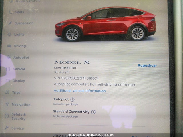 2021 Tesla Model X, VIN: 5YJXCBE23MF316074