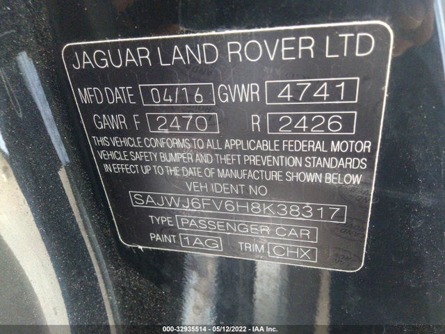 2017 Jaguar F-TYPE, VIN: SAJWJ6FV6H8K38317