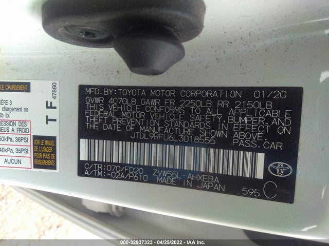 2020 Toyota Prius, VIN: JTDL9RFU6L3018555