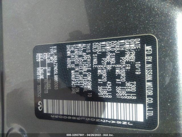 2020 Infiniti QX80, VIN: JN8AZ2ND5L9860093