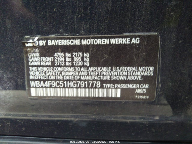2017 BMW 4 Series, VIN: WBA4F9C51HG791778