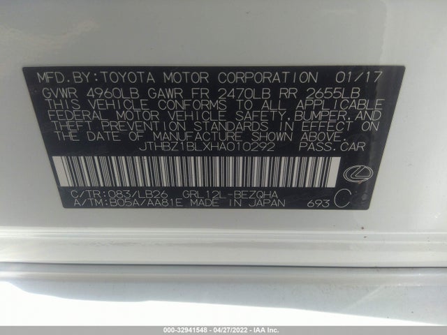 2017 Lexus GS, VIN: JTHBZ1BLXHA010292