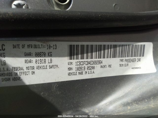 1C3CDFCB4ED692964 Dodge Dart Limited