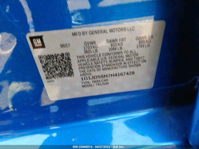 2017 Chevrolet Sonic, VIN: 1G1JD5SH7H4167428