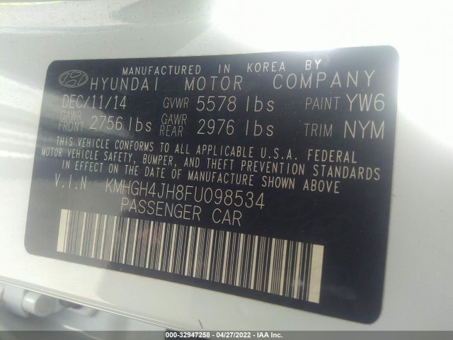 2015 Hyundai Equus, VIN: KMHGH4JH8FU098534