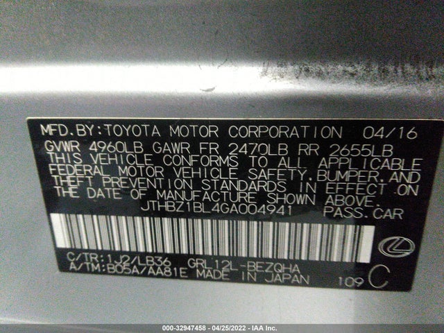 2016 Lexus GS, VIN: JTHBZ1BL4GA004941