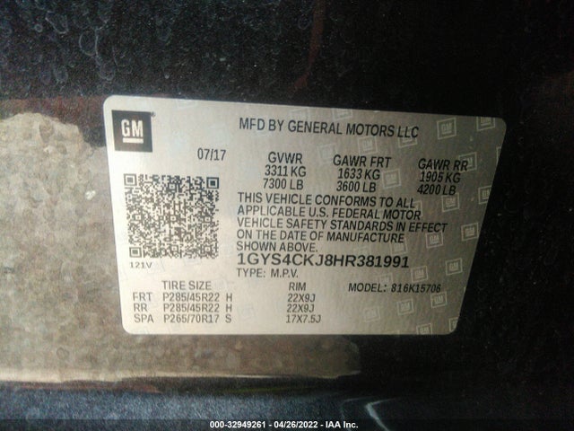 2017 Cadillac Escalade, VIN: 1GYS4CKJ8HR381991
