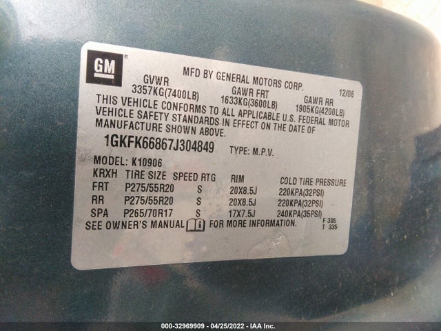 GMC YUKON XL DENALI 2007 1GKFK66867J304849 Image 10