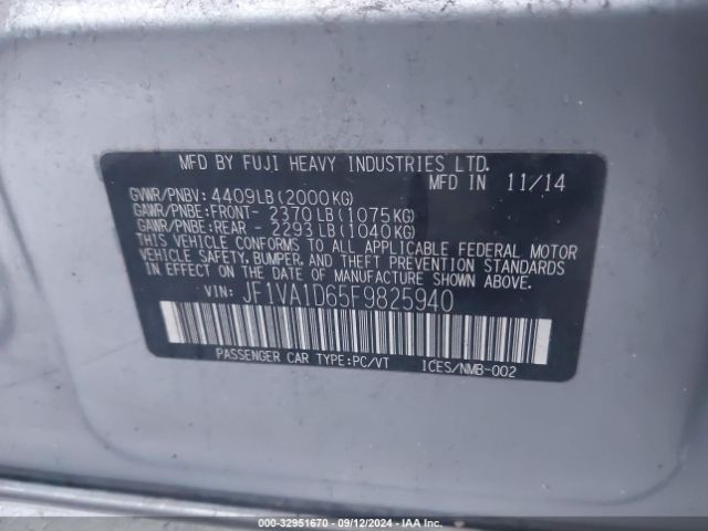 JF1VA1D65F9825940 Subaru Wrx Premium