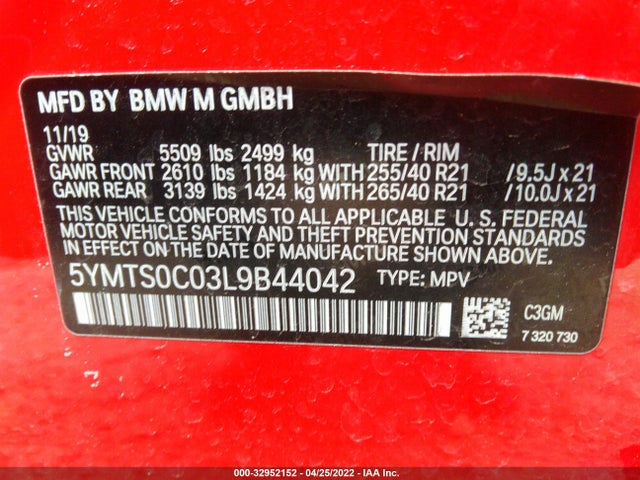 2020 BMW X3, VIN: 5YMTS0C03L9B44042