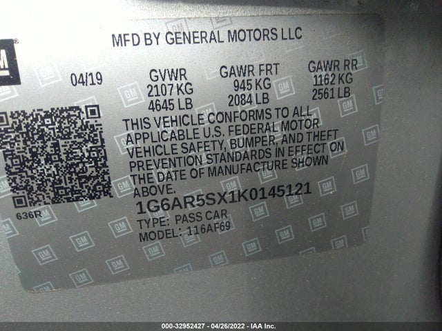 2019 Cadillac CTS, VIN: 1G6AR5SX1K0145121