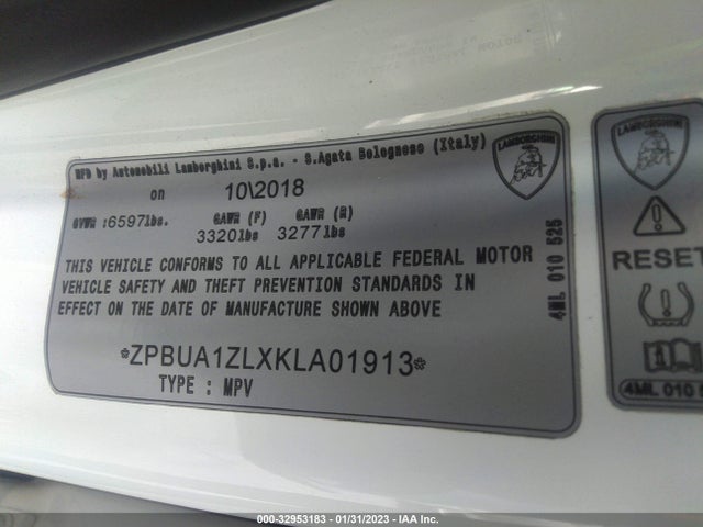 2019 Lamborghini URUS, VIN: ZPBUA1ZLXKLA01913