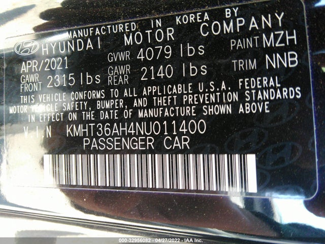 2022 Hyundai Veloster, VIN: KMHT36AH4NU011400
