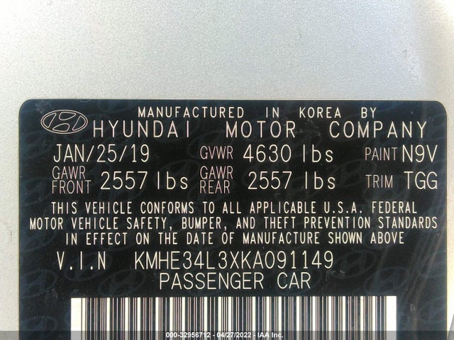 2019 Hyundai Sonata, VIN: KMHE34L3XKA091149