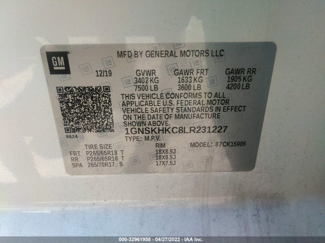 2020 Chevrolet Suburban, VIN: 1GNSKHKC8LR231227