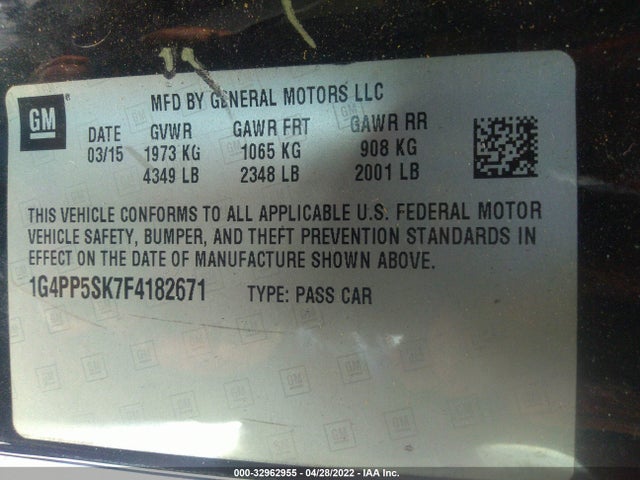 2015 Buick Verano, VIN: 1G4PP5SK7F4182671