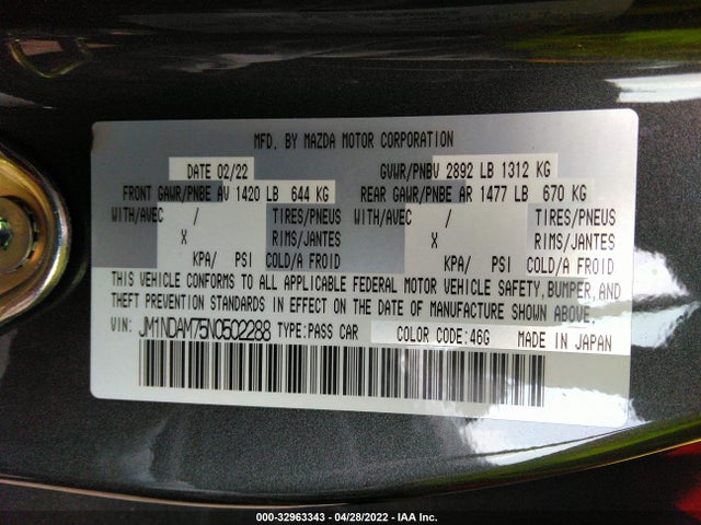 2022 Mazda MX-5 Miata, VIN: JM1NDAM75N0502288
