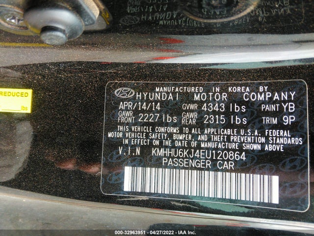 2014 Hyundai Genesis, VIN: KMHHU6KJ4EU120864