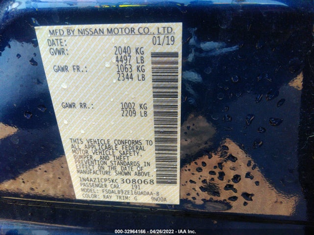 2019 Nissan Leaf, VIN: 1N4AZ1CP5KC308068