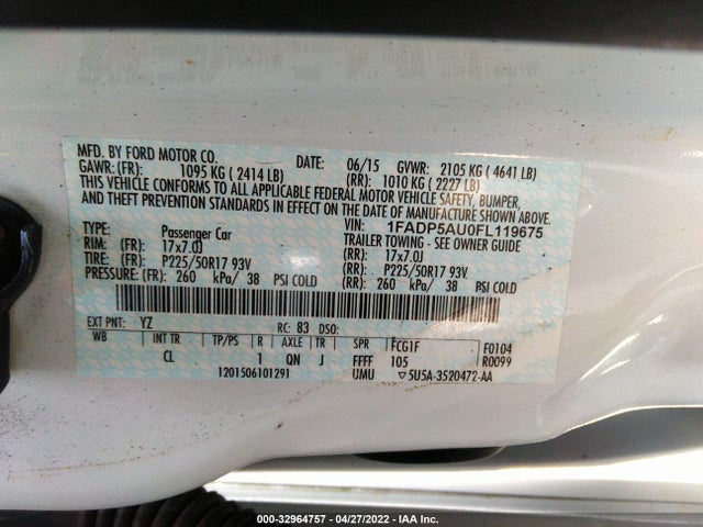 2015 Ford C-Max, VIN: 1FADP5AU0FL119675