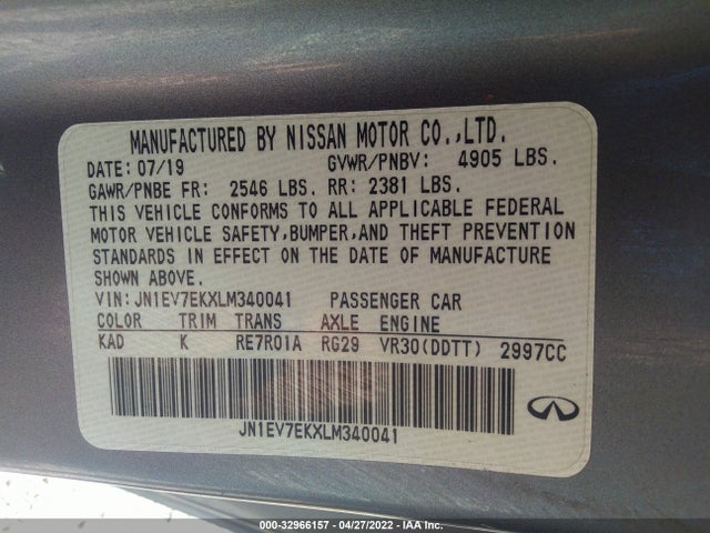 2020 Infiniti Q60, VIN: JN1EV7EKXLM340041