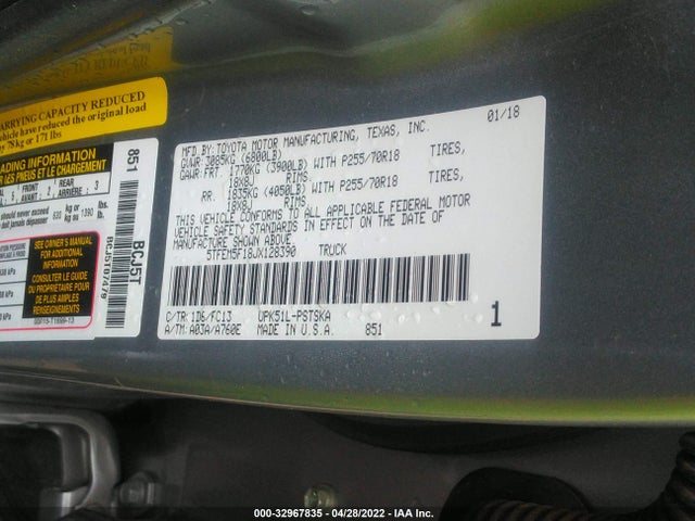 2018 Toyota Tundra, VIN: 5TFEM5F18JX128390