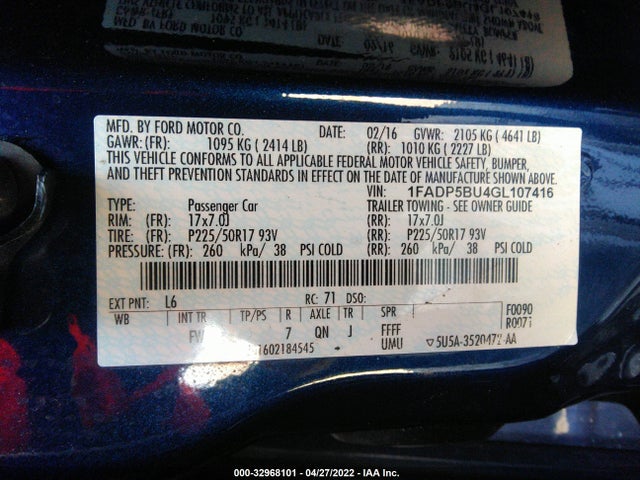 2016 Ford C-Max, VIN: 1FADP5BU4GL107416