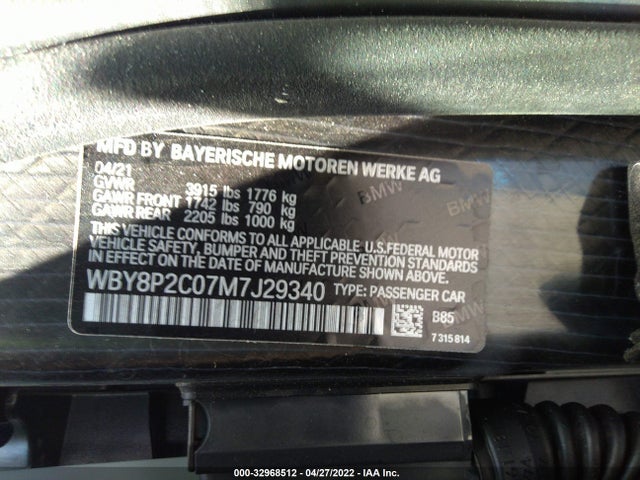 2021 BMW i3, VIN: WBY8P2C07M7J29340