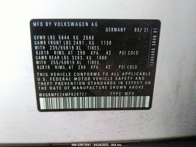2021 Volkswagen ID.4, VIN: WVGRMPE24MP029721