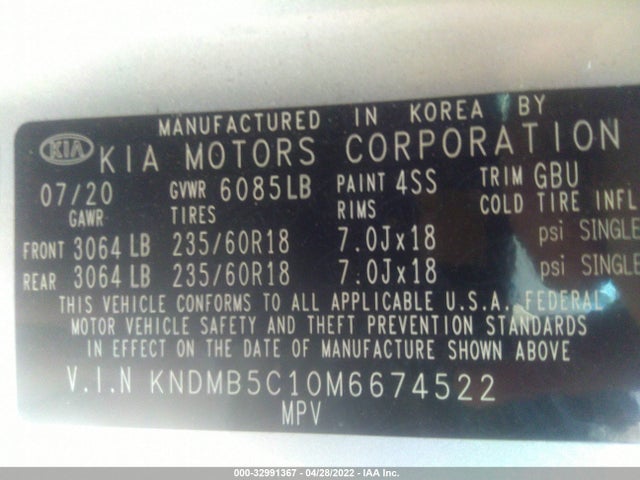 2021 Kia Sedona, VIN: KNDMB5C10M6674522