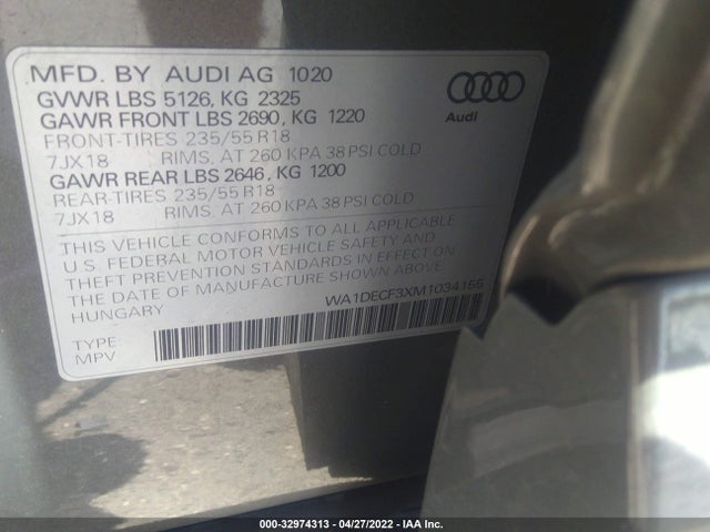 2021 Audi Q3, VIN: WA1DECF3XM1034155