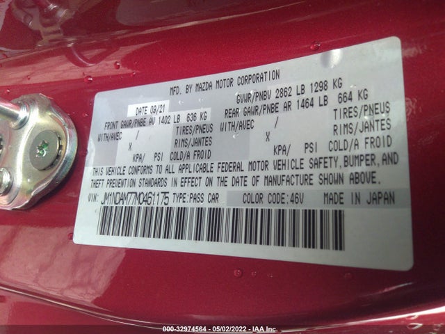 2021 Mazda MX-5 Miata, VIN: JM1NDAM77M0461175
