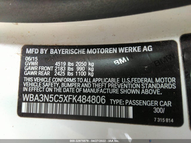 2015 BMW 4 Series, VIN: WBA3N5C5XFK484806