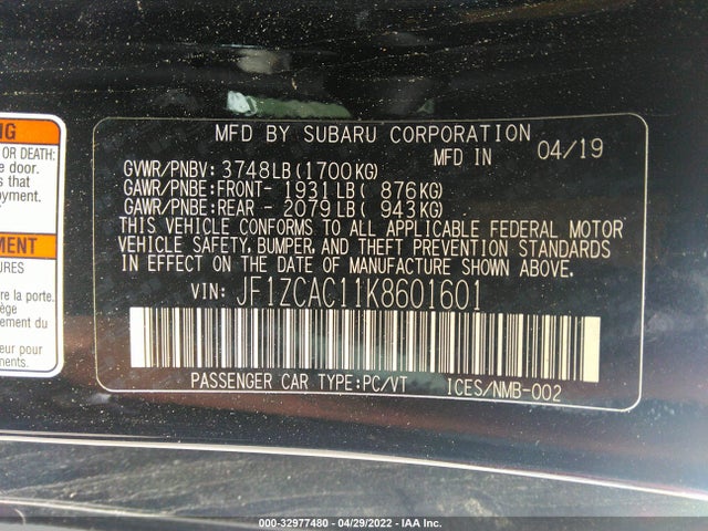 2019 Subaru BRZ, VIN: JF1ZCAC11K8601601