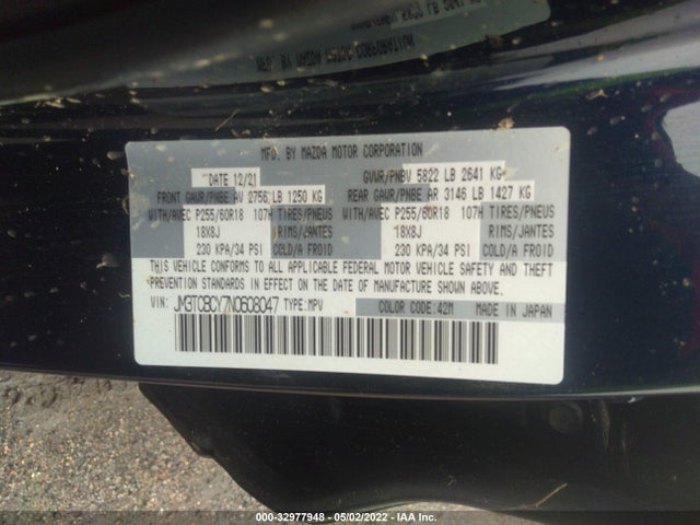 2022 Mazda CX-9, VIN: JM3TCBCY7N0608047