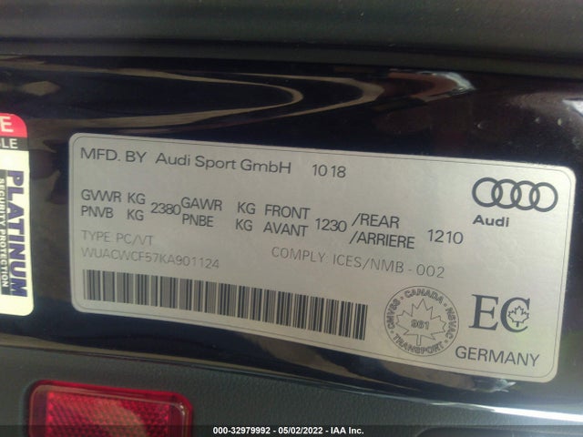 2019 Audi RS 5, VIN: WUACWCF57KA901124